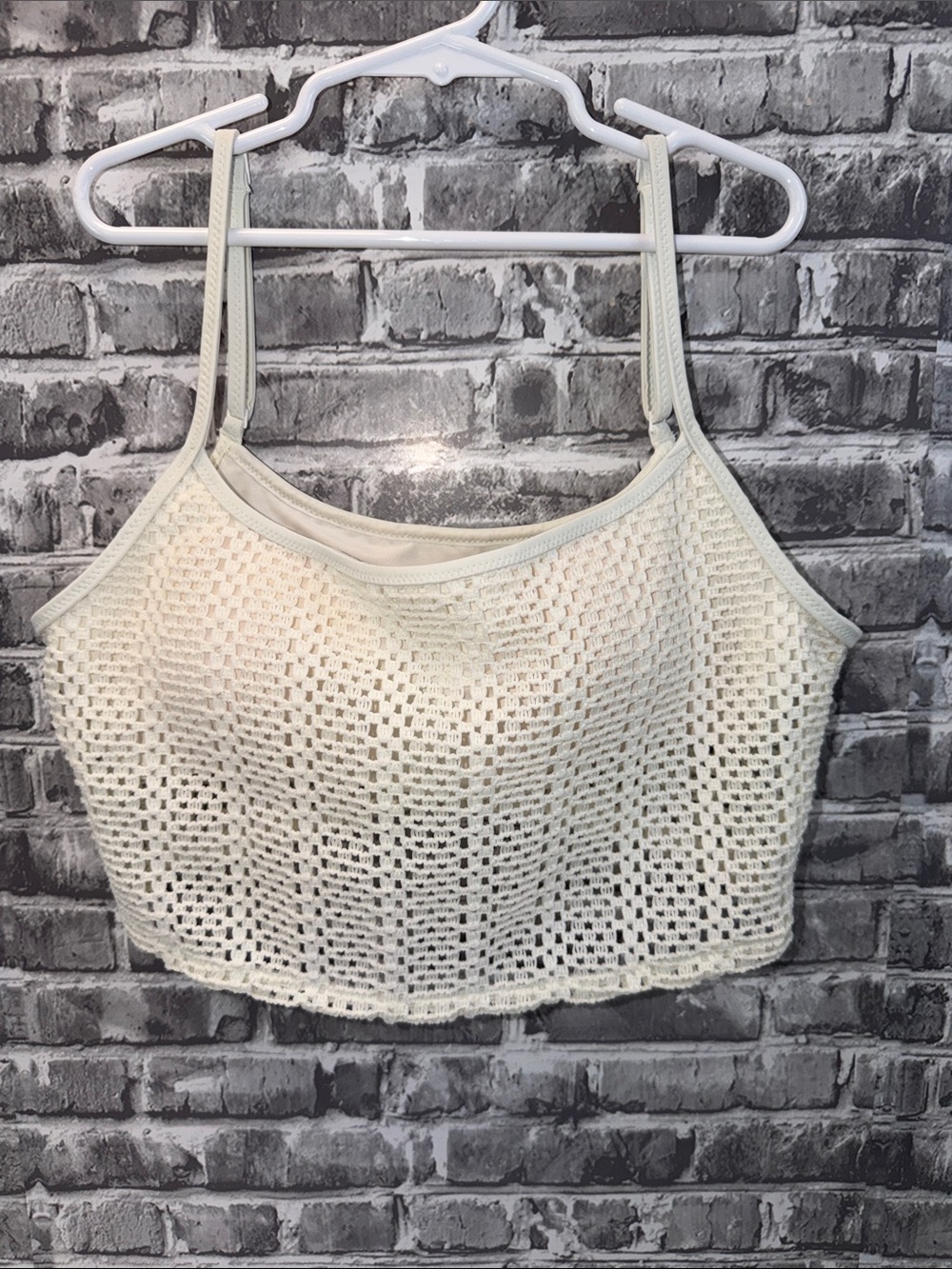 Offline by Aerie off White Crochet Crop Tank Top